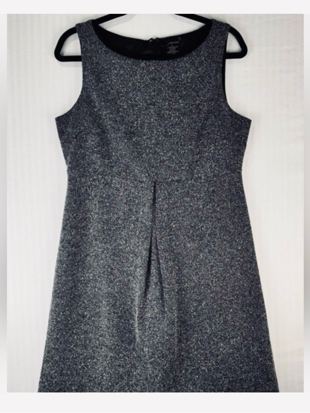Lands' End Gray & Black Tweed Sleeveless Dress Size 8 Petite